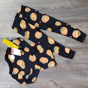 Burt's bees Kids Fall Pumpkin Sleep Set Size 4t New With Tags Black And Orange